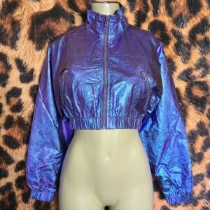 Forever 21 iridescent cropped windbreaker jacket